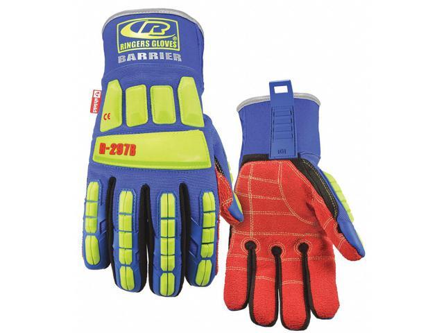 Ringers Gloves Impact Resistant Gloves High Visibility Green/Blue 297B-12