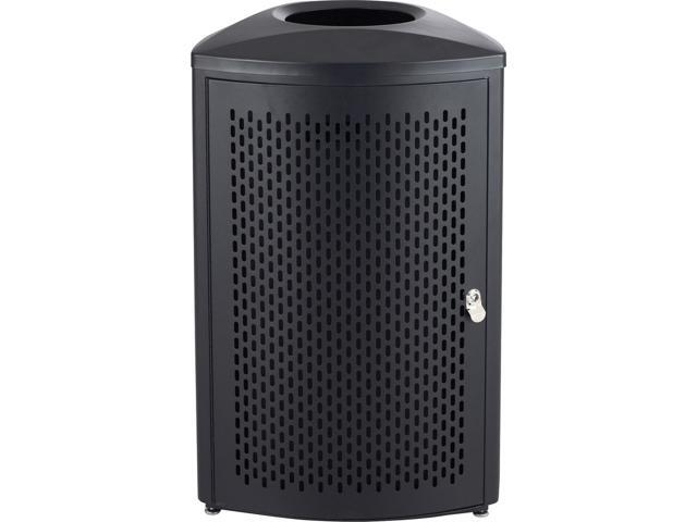 Indoor Waste Receptacle, Triangle With Open Top Dome, Steel, 20 Gal, Black