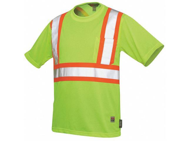 TOUGH DUCK S39221 3XL Hi-Vis Short Sleeve Shirt, Yellow/Green