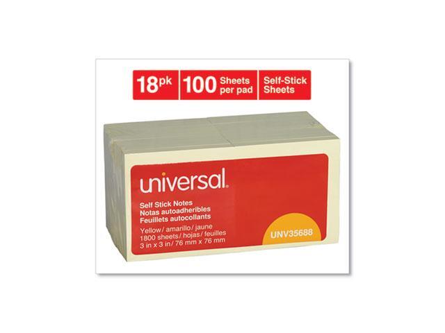 Universal Self-Stick Note Pads 3 x 3 Yellow 100-Sheet 18/Pack UNV35688