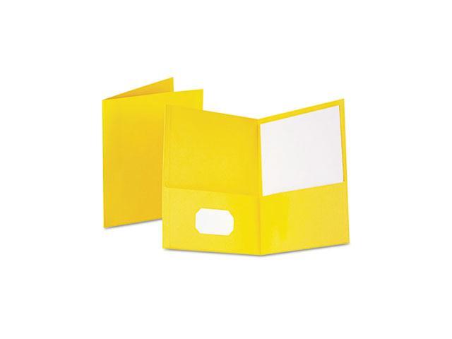 Oxford Twin-Pocket Folder Embossed Leather Grain Paper Yellow 25/Box 57509