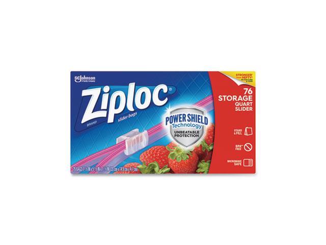 Ziploc Slider Storage Bags, 1 qt, 5.88' x 7.88', Clear, 9/Carton 662102