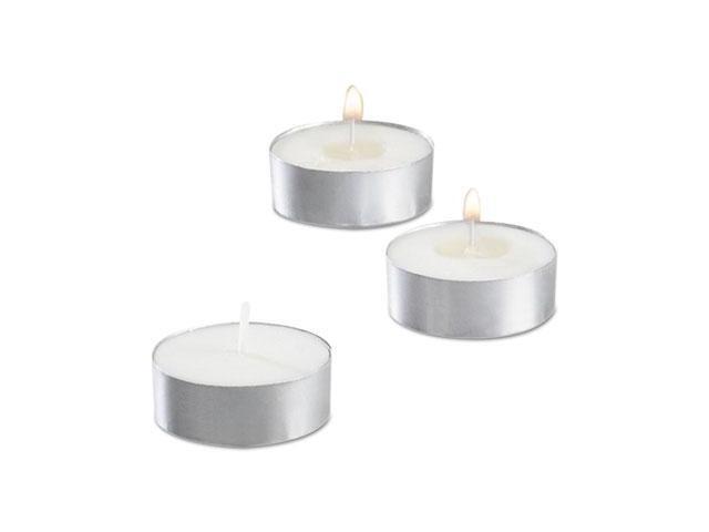 Sterno STE40100 Tealight Candle, 5 Hour Burn, 1/2 Inch H, White, 50/Pack, 10 Packs/Carton
