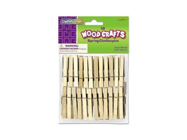 Chenille Kraft 365801 Wood Spring Clothespins, 3 3/8 Length, 50 Clothespins/Pack