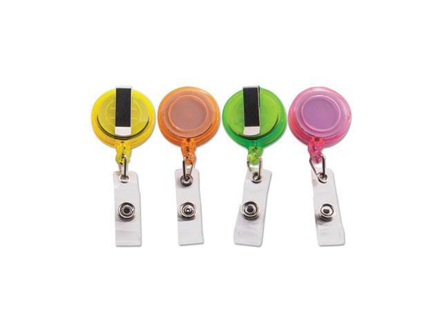Advantus 4-Color Neon Set ID Card Reels - Metal, Plastic, Nylon - 20 / Pack - Neon Orange, Neon Yellow, Neon Green, Neon
