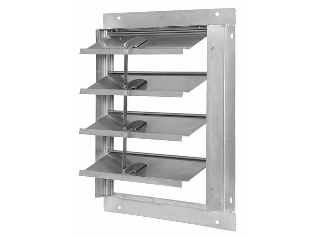 DAYTON 4FZJ5 16 in 19'H-W 5 1/4'L SS Backdraft Dampr, 16-1/2 in x 16-1/2 in,