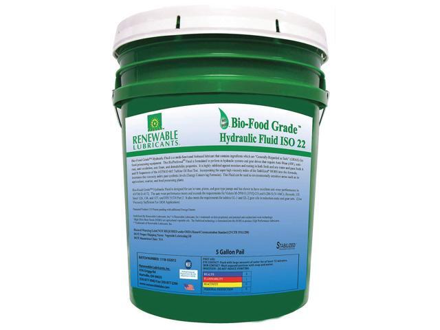 RENEWABLE LUBRICANTS 87104 Food Grade Hydraulic Oil, 5 gal.