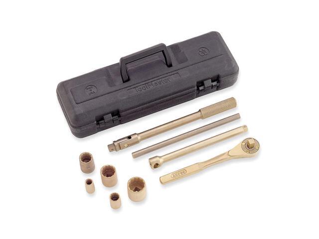 AMPCO W-290 1/2' Drive Nonsparking Socket Wrench Set, SAE, 9 pcs