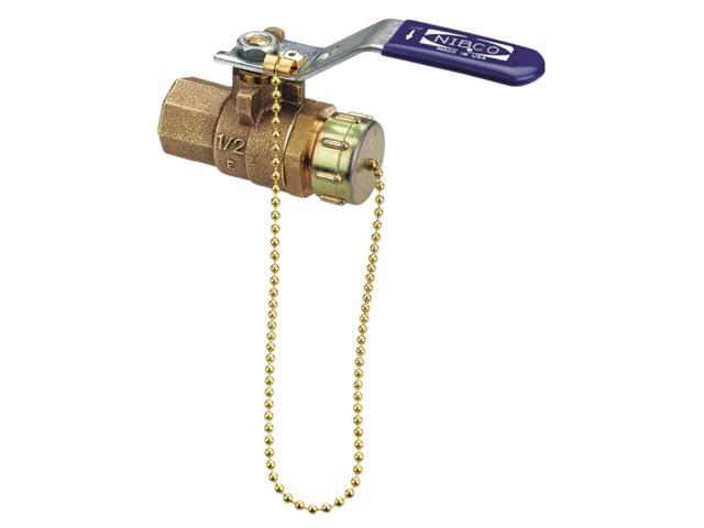 T-585-70-HC Nibco Bronze Full Port Ball Valve With Cap And Chain, 1/2'