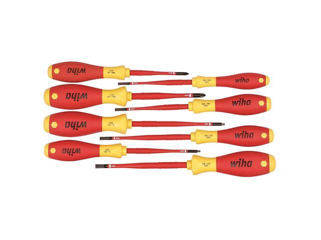WIHA 32197 Insulated Screwdriver Set, Slotted/Phillips, Square, 8 pcs