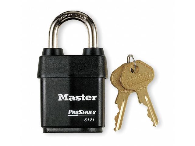MASTER LOCK 6121KA-10G105 Padlock, Keyed Alike, Standard Shackle, Rectangular
