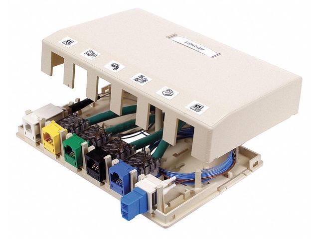 HUBBELL PREMISE WIRING HSB6OW Surface Mount Box,6 Ports,Office White