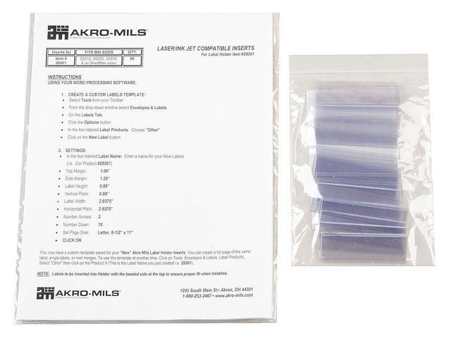 AKRO-MILS 29301 Card Stock Holder,1 x 3 In.,PK25