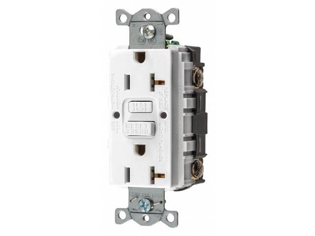 HUBBELL WIRING DEVICE-KELLEMS GFR20W GFCI Receptacle, Duplex, 1 Phase, NEMA