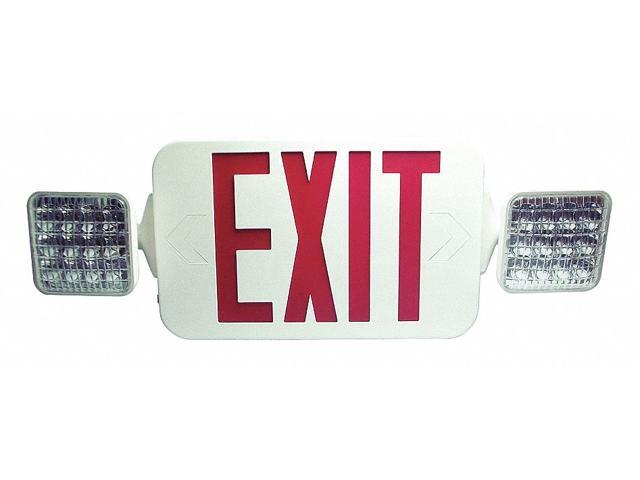 FULHAM FHEC33WR Exit Sign with Emergency Lights, White, 1 or 2 Face(s), LED,