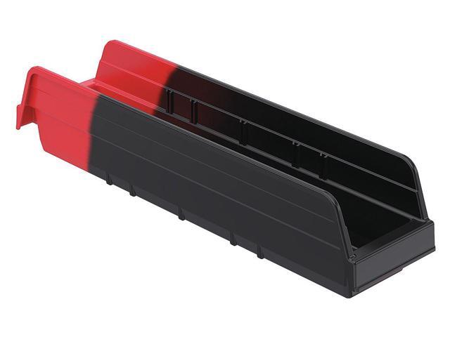 AKRO-MILS 36448BLKRED Black/Red Shelf Bin, 17-7/8'L x 4-1/8'W x 4'H