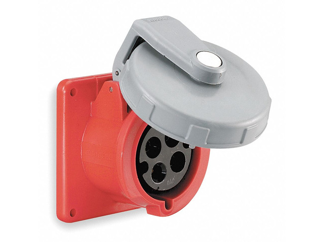 HUBBELL WIRING DEVICE-KELLEMS HBL4100R7W IEC Pin and Sleeve Receptacle,100A,480V