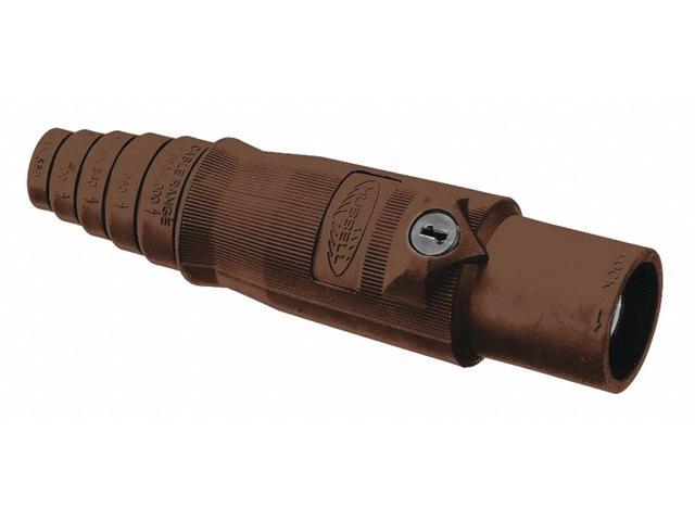 HUBBELL WIRING DEVICE-KELLEMS HBL400MBN Connectr,3R, 4X, 12,Male,Brwn,2/0 to 4/0