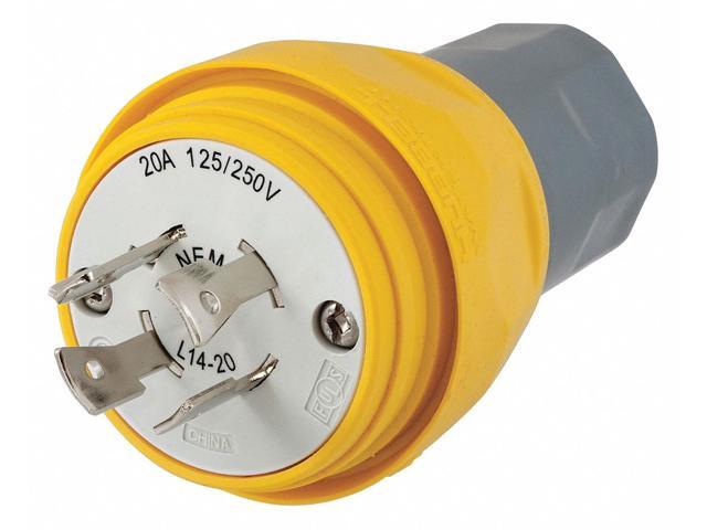 HUBBELL WIRING DEVICE-KELLEMS HBL26W74 Watertight Locking Plug, L14-20P, 20 A,