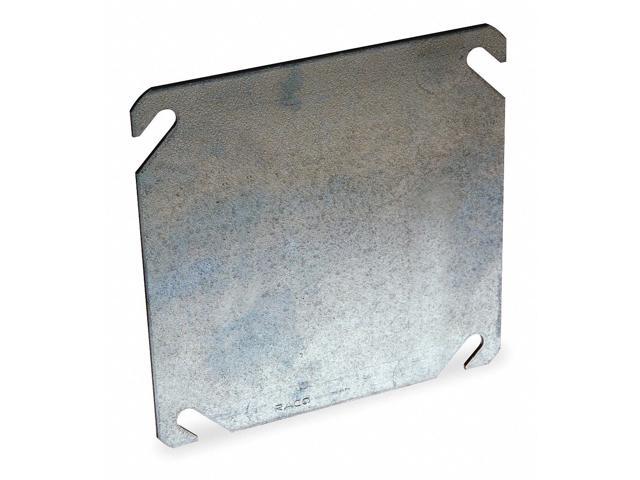 RACO 752 Box Cover, Square Box Type, 2 Gang, Galvanized Zinc, Blank Cover Type