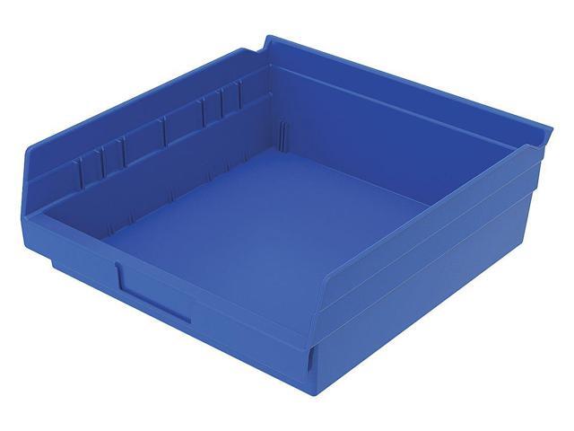 AKRO-MILS 30170BLUE Shelf Storage Bin, Plastic, Blue, 4 in H, 11 1/8 in W, 11
