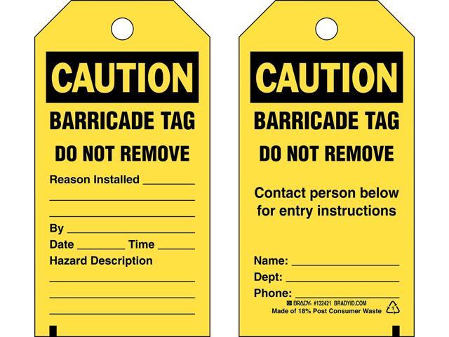 BRADY 132421 Caution Tag,5-3/4in. H x 3in. W,Pe,PK25