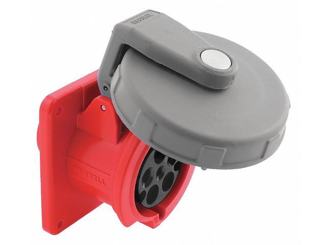 HUBBELL WIRING DEVICE-KELLEMS HBL560R7W IEC Pin and Sleeve Receptacle,60A,480V