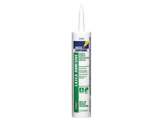 WHITE LIGHTNING W70100010 Construction Adhesive, 9 oz, Cartridge, Whites,