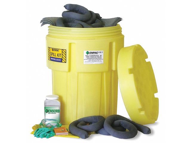 ENPAC 1360-YE Spill Kit, 41 gal Volume Absorbed per Kit, 65 gal Capacity, Drum,