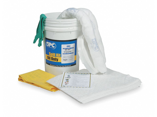 BRADY SKA-BKT Spill Kit, 9 gal Volume Absorbed per Kit, 6 1/2 gal Capacity,