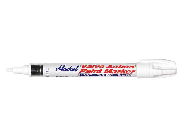 Markal 96820 Valve Action Liquid Paint Marker with 1/8' Bullet Tip, White, 1 Each