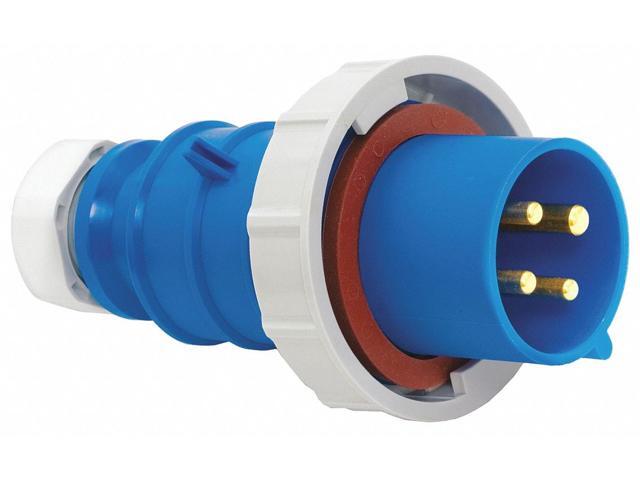 BRYANT BRY320P6W Pin & Sleeve Plug, 20 A, 250V AC, Single Phase, 2 Pole, IEC