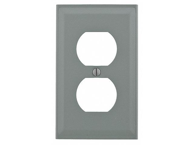 HUBBELL WIRING DEVICE-KELLEMS HBL3043BEGY Single Receptacle Cover,Gray