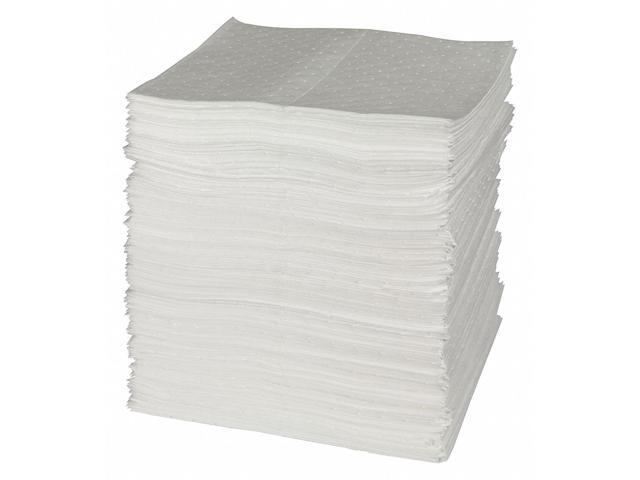 BRADY SPC200 Sorbent Pad, 51 gal, 15 in x 19 in, Oil, White, Polypropylene