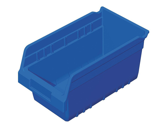 AKRO-MILS 30090BLUE Shelf Storage Bin, Plastic, Blue, 6 in H, 6 5/8 in W, 11