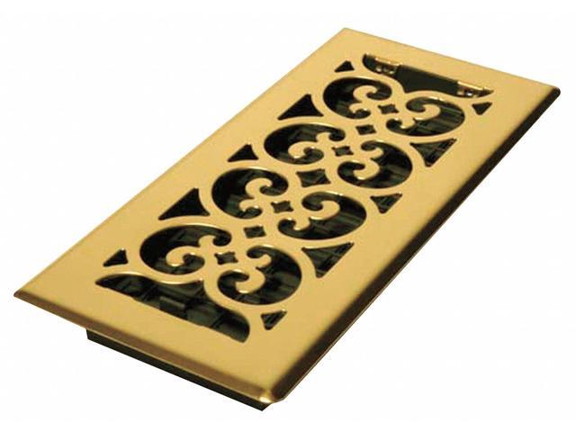 DECOR GRATES SPH410 Floor Register 5.5 X 11.5, Bright Brass, Brass