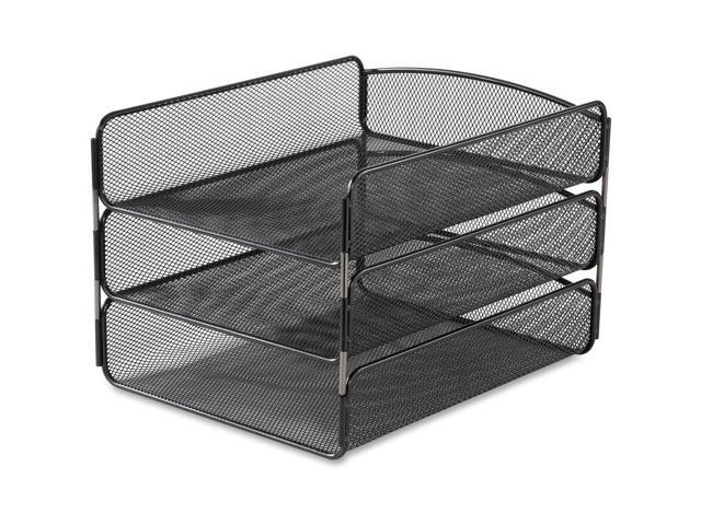 Safco Desk Tray Three Tiers Steel Mesh Letter Black 3271BL