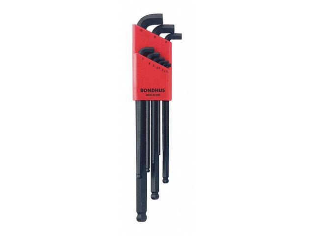 Bondhus 16599 Set of 9 Balldriver Stubby L-wrenches, sizes 1.5-10mm