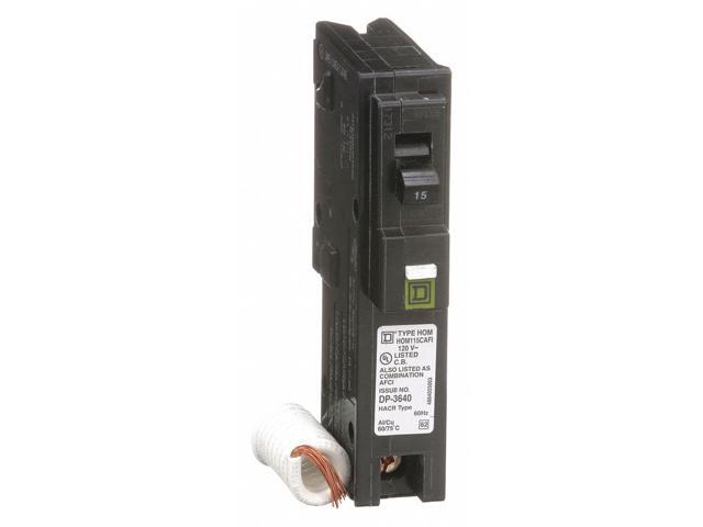 SQUARE D HOM115CAFI Miniature Circuit Breaker, HOMELINE Series, 15A, 1 Pole,