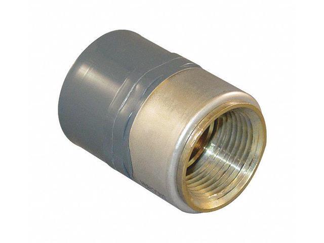 ZORO SELECT 835-020BR PVC, Brass Female Adapter, FNPT x Socket, 2 in Pipe Size