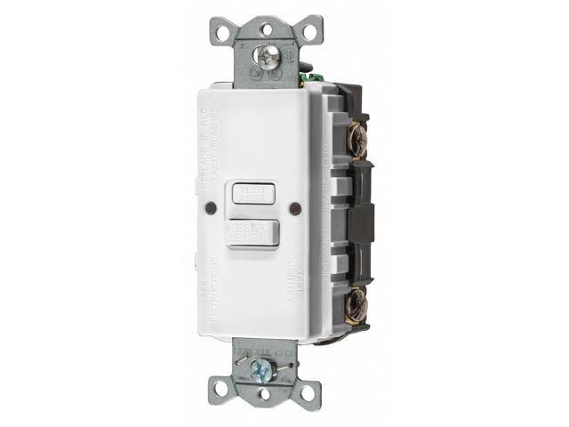 HUBBELL WIRING DEVICE-KELLEMS GFBFST20W GFCI Receptacle, 20A, 125VAC, White