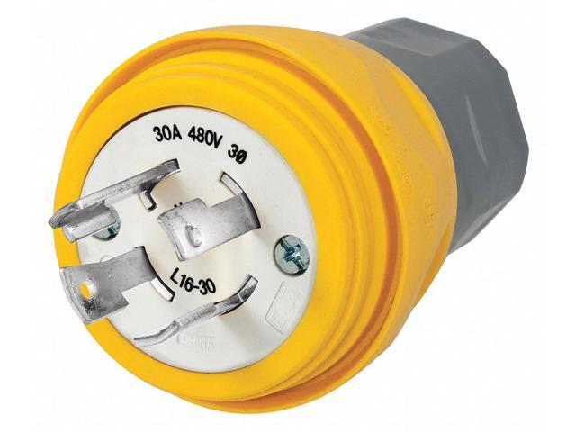 HUBBELL WIRING DEVICE-KELLEMS HBL28W76 Watertight Locking Plug, L16-30P, 30 A,