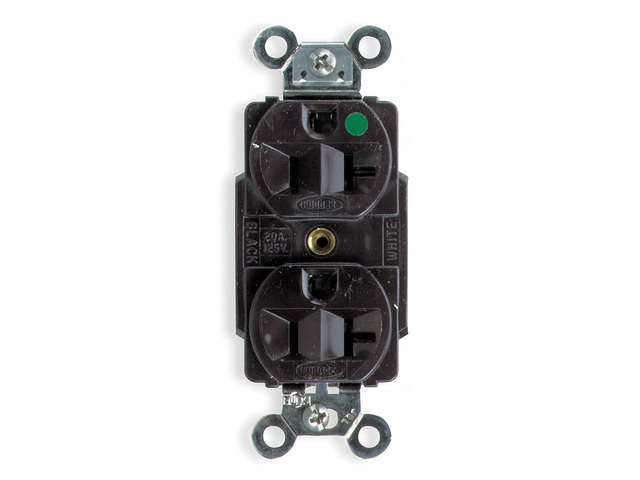 HUBBELL WIRING DEVICE-KELLEMS HBL8300 Straight Blade Receptacle, 5-20R, 20 A,