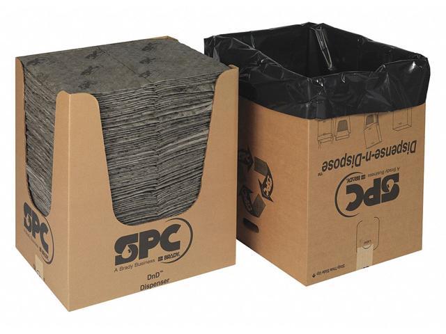 BRADY MRO150DND Sorbent Pad, 39 gal, 15 in x 19 in, Universal, Gray, 150 PK