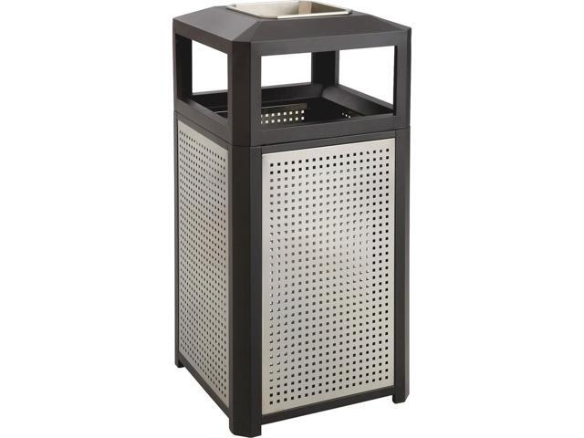 Ashtray-Top Evos Series Steel Waste Container, 38gal, Black