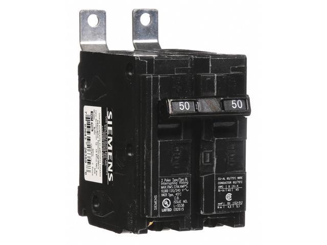 SIEMENS B250 Miniature Circuit Breaker, BL Series, 50A, 2 Pole, 120/240V AC,