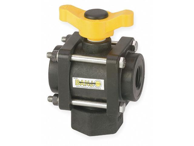 BANJO V100BL 1' FNPT Polypropylene Ball Valve 3-Way