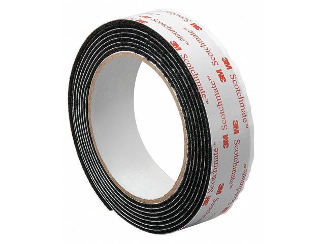 3M 1-5-SJ3527N Reclosable Fastener, Rubber Adhesive, 15 ft, 1 in W, Black