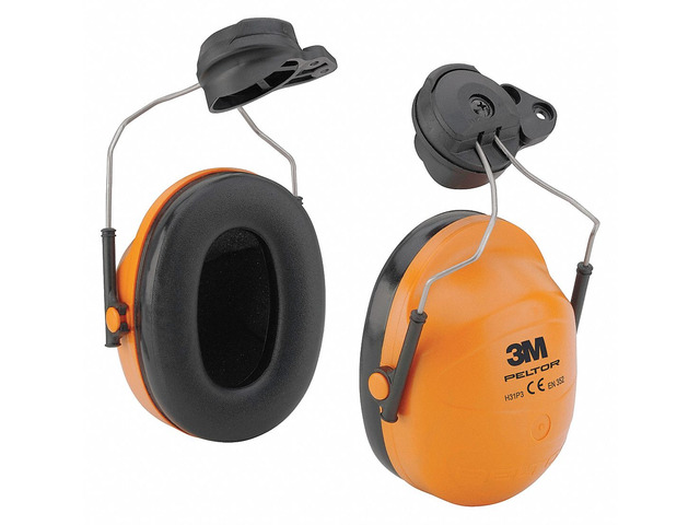 3M H31P3E Peltor Hi-Viz Hard Hat Mounted Ear Muffs, 23 dB NRR, Black/Orange