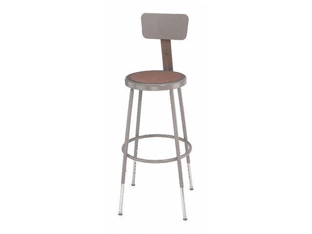 NPS 6224HB 6200 Series 25' to 33' Height Adjustable Heavy Duty Stool with Backrest - Supports Up to 500 lb - Brown Seat, Gray Base